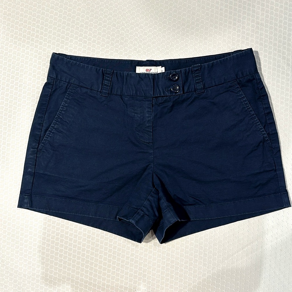 🐳 Vineyard Vines Sz 4 Navy Blue Cotton shorts w/ 4% spandex for stretch, 3 inch